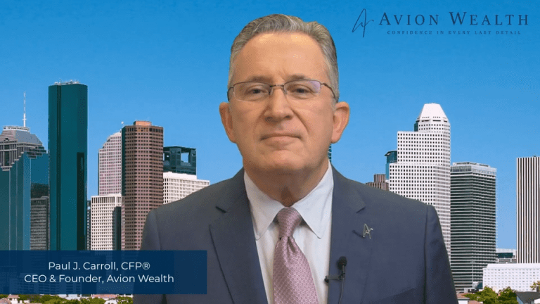 CEO in suit with city skyline background, representing financial company.