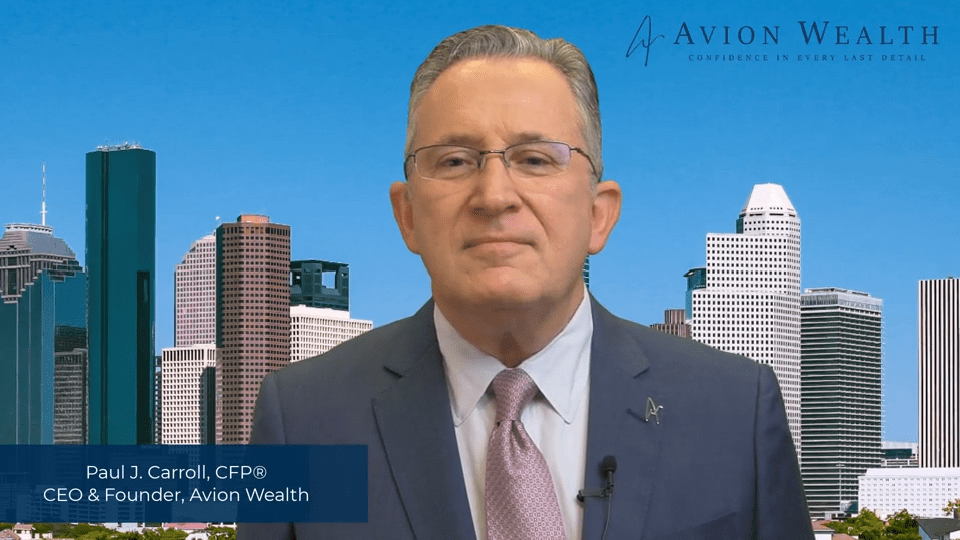 CEO in suit with city skyline background, representing financial company.
