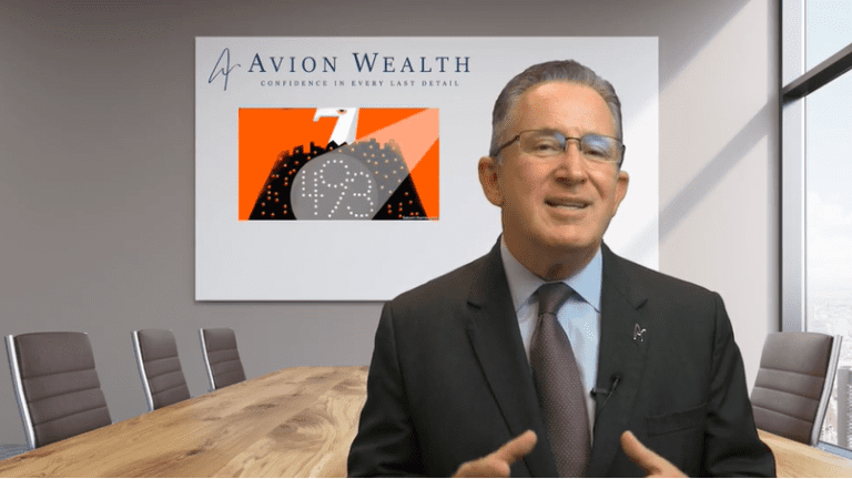 Man speaking in a conference room with Avion Wealth logo.