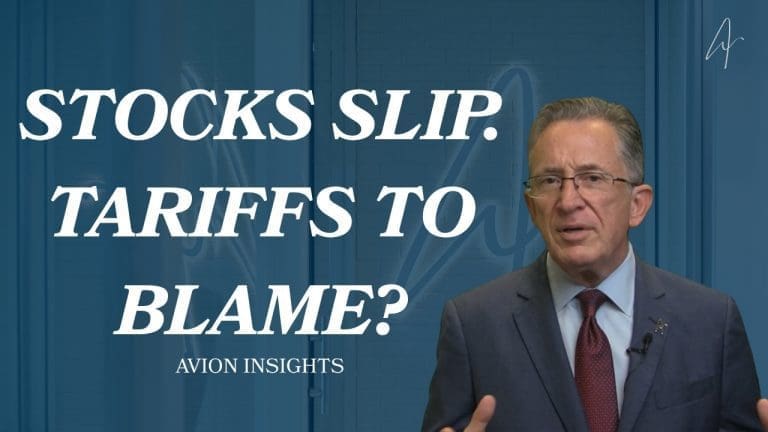 Stocks slip due to tariffs, expert analysis by Avion Insights.