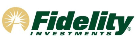 Fidelity Investments logo with green text and gold emblem.
