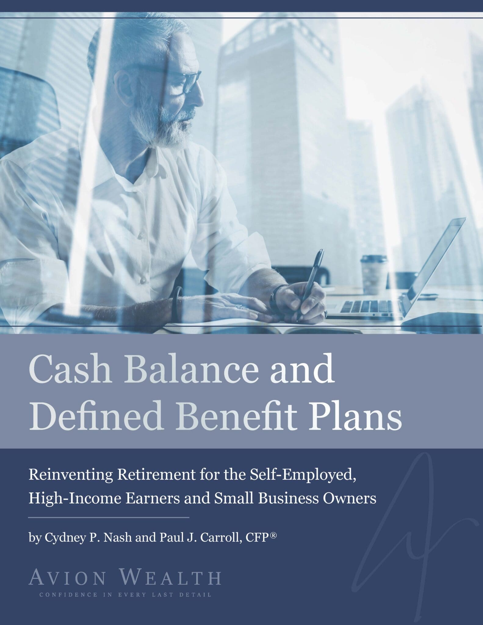 Cash Balance and Defined Benefit Plans book cover with cityscape background.